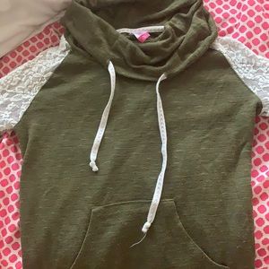 Green laced long sleeved hoodie